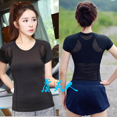 Yoga pao bu fu ladies blouse movement SHIRT short sleeve gym clothes skinny female fast drying movement quick-drying