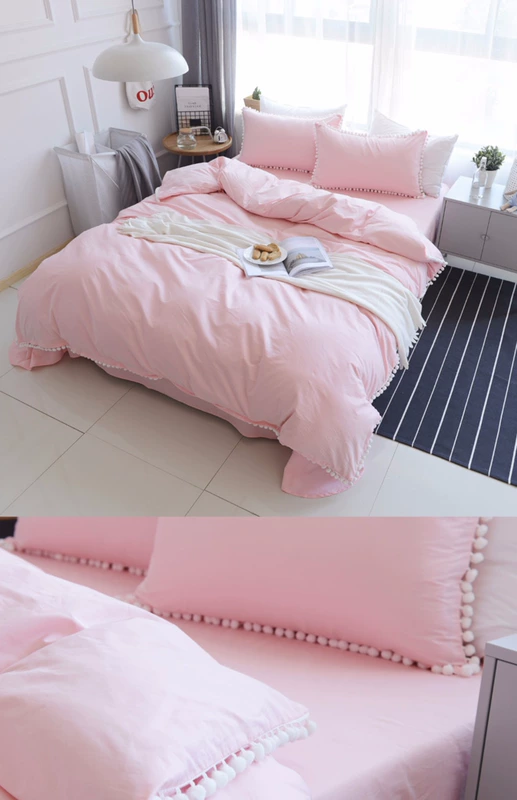 bóng ins lê trắng bông denim khỏa thân các doanh nghiệp Nhật Bản nhỏ gọn rắn màu bông giường Khăn trải giường - Bộ đồ giường bốn mảnh