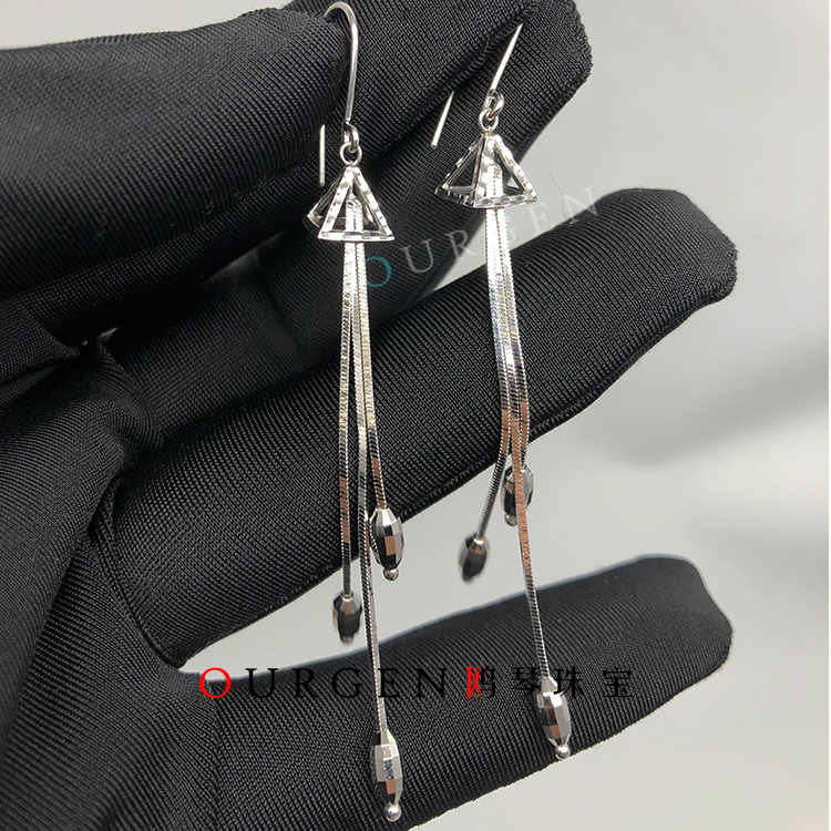 Platinum earrings earhooks flush serpentine bone laser bead earrings long earrings long earhook Christmas present spot OGEN jewelry