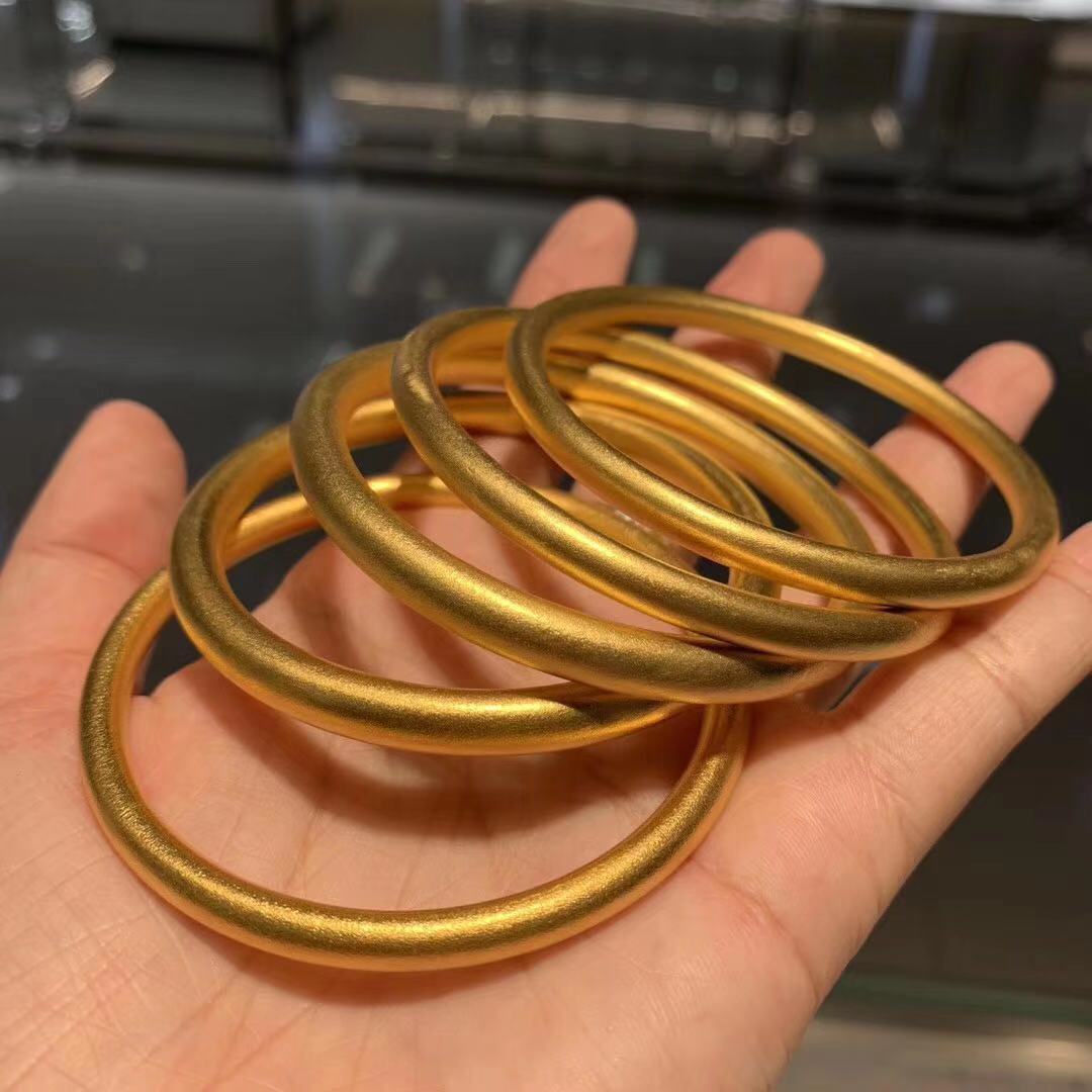 Ancient Fagin gold pure gold 999 foot gold bracelet bracelet circle solid mouth bracelet OGEN Ocon jewels