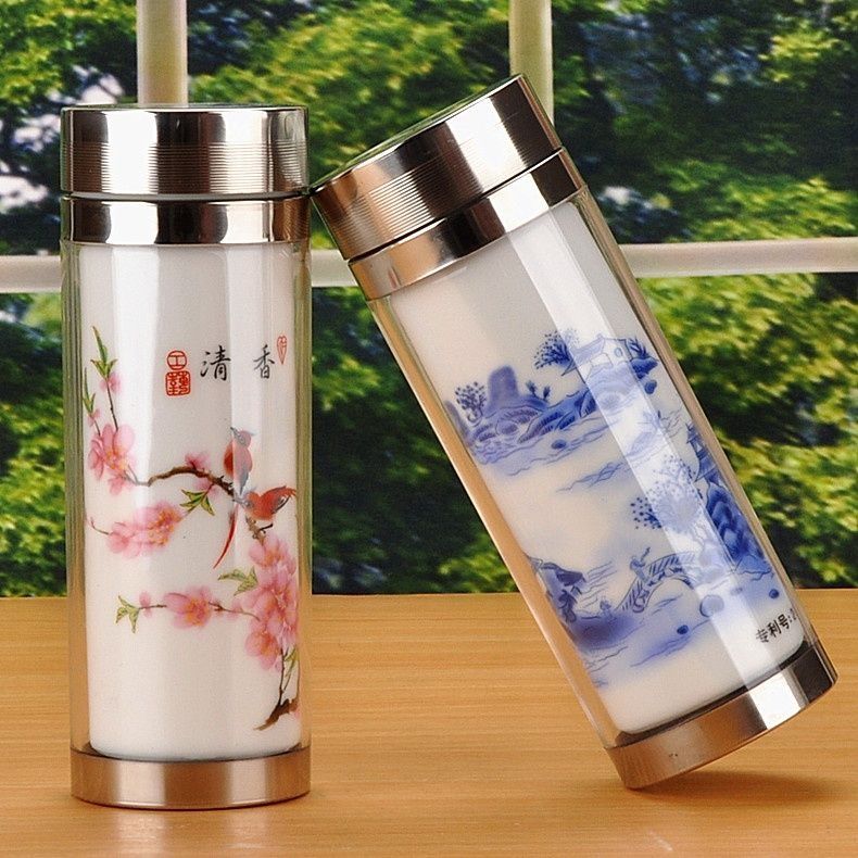 Jingdezhen Ceramic Liner Double Cup Tea Cup With Filter Bubble Tea Cup Men And Women's Portable Cups Water Cups