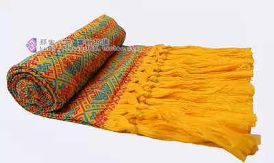 (Xiaoyan pattern)Yellow bottom orange blue Guangxi Zhuang brocade scarf Ethnic style Zhuang special gift with gift box