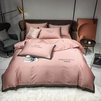 Simple modern cotton four-piece set cotton skin-friendly naked bedding net red ins embroidery fitted sheet duvet cover