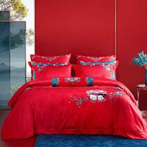 Dream home spinning Kirin sends son embroidered with four or eight sets 13482 13482 13484 red newlyweds quilt cover