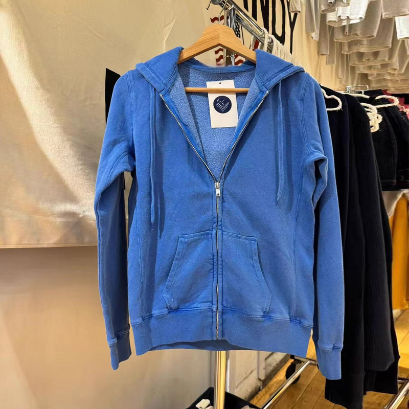 Brandybm Royal Blue Hooded Sweatshirt Zipper Jacket Bm Spring and Autumn New Loose Casual Versatile Top for Women Trendy