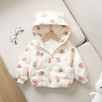 Childrens white duck down jacket light and thin girl autumn and winter down liner treasure child hooded autumn and winter coat