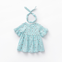  Girls  super foreign style dress Baby floral skirt Summer light and breathable doll skirt Infant skirt Send hairband