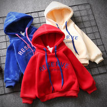  Childrens golden velvet sweater brother and sister outfit autumn and winter plus velvet kindergarten children Christmas parent-child activities clothes female