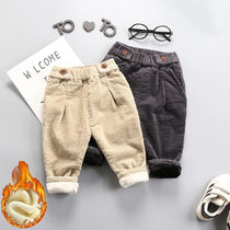  Childrens clothing boys autumn and winter new Korean casual pants baby corduroy pants boys plus velvet thickened trousers women