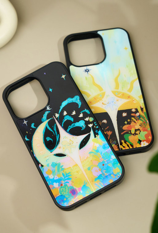 New Artsy Sun And Moon Painted Illustration 15, 14, 13, 12, 11 iPhone Case