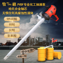 Muge portable 220V electric chemical pumping pump resistant to strong acid and alkali concentrated sulfuric acid PVDF plastic acid pumping pump