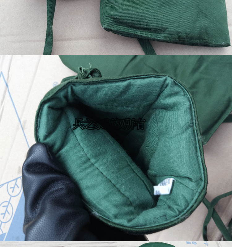 Găng tay cotton cotton hai ngón tay màu xanh lá cây xác thực mùa đông nam lạnh và phụ nữ cưỡi găng tay ba ngón ngoài trời ấm áp găng tay mùa đông
