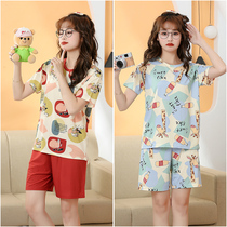 Girls pajamas set summer ice silk short-sleeved shorts girls summer air conditioning thin summer homewear