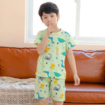 Childrens pajamas cotton thin style boys short sleeves summer middle boy baby dinosaur baby homewear set