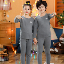 Childrens long johns boys and girls velvet no trace plus velvet autumn clothes big children boys and girls autumn and winter pajamas