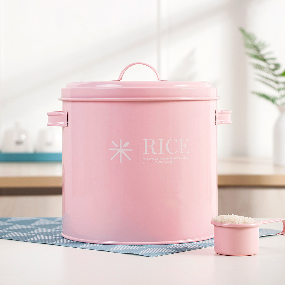 Pink face adorable small number of rice pail 5kg sealed moisture-proof and anti-insect sunscreen flour barrel dog food barrel cat food barrel send rice spoon