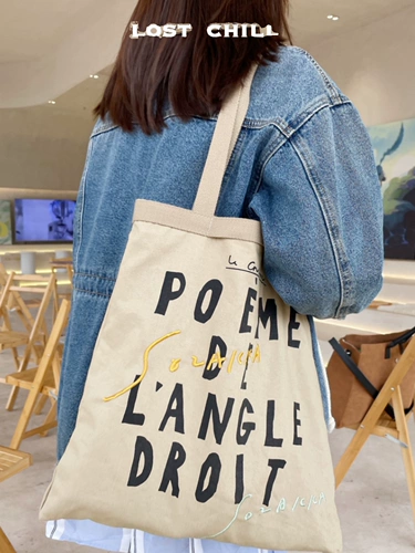 Lost Cold-сумки с литературной вышивкой в японском и корейском стиле, холщовая сумка на плечо, нишевая холщовая сумка-тоут