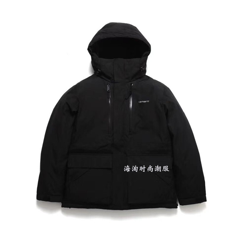 Carhartt Thick White Duck down Jacket for Men and Women, Autumn and Winter Mid-Length Hooded Warm Coat