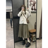 Осенний демисезонный ретро модный кардиган для беременных с поддержкой живота, юбка, комплект, популярно в интернете