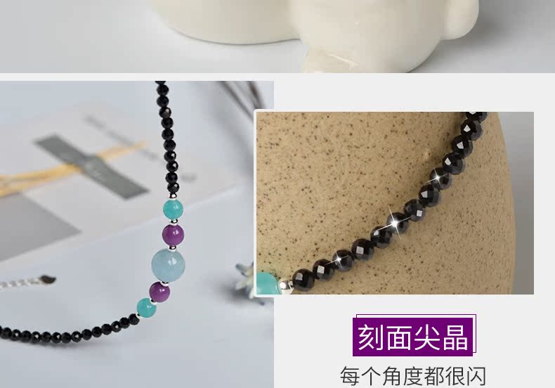 Gia đình Donghai mắt cá chân màu đen nữ biển xanh kho báu Tianhe đá màu tím mica sinh năm trang sức đơn giản lắc chân nữ inox