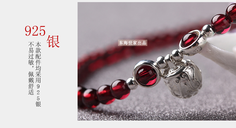 Donghai gia đình garnet vòng chân nữ 925 bạc chuông pha lê vòng chân trang sức quà tặng để gửi bạn gái