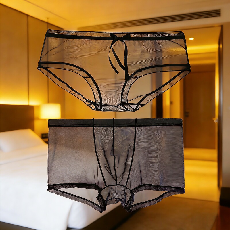 Adult Couple's Fun Underwear, Sexy Couple's Date, Sexual Intercourse, Abstinence, One Man and One Woman, Sexy and Alluring, Fully Transparent