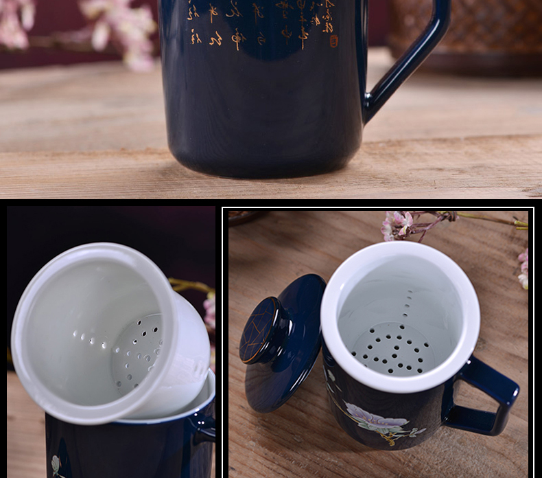 Jingdezhen ceramic cups gift office home tea water in the glass keller cup with cover filter boss