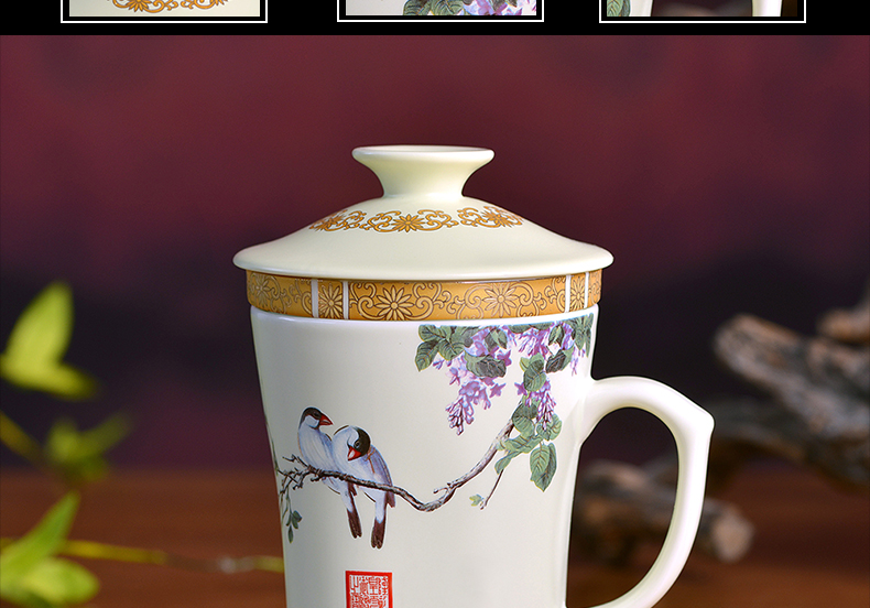 Jingdezhen ceramic cups, small meeting personal tea cups with cover filter 4 is the boss a gift boxes