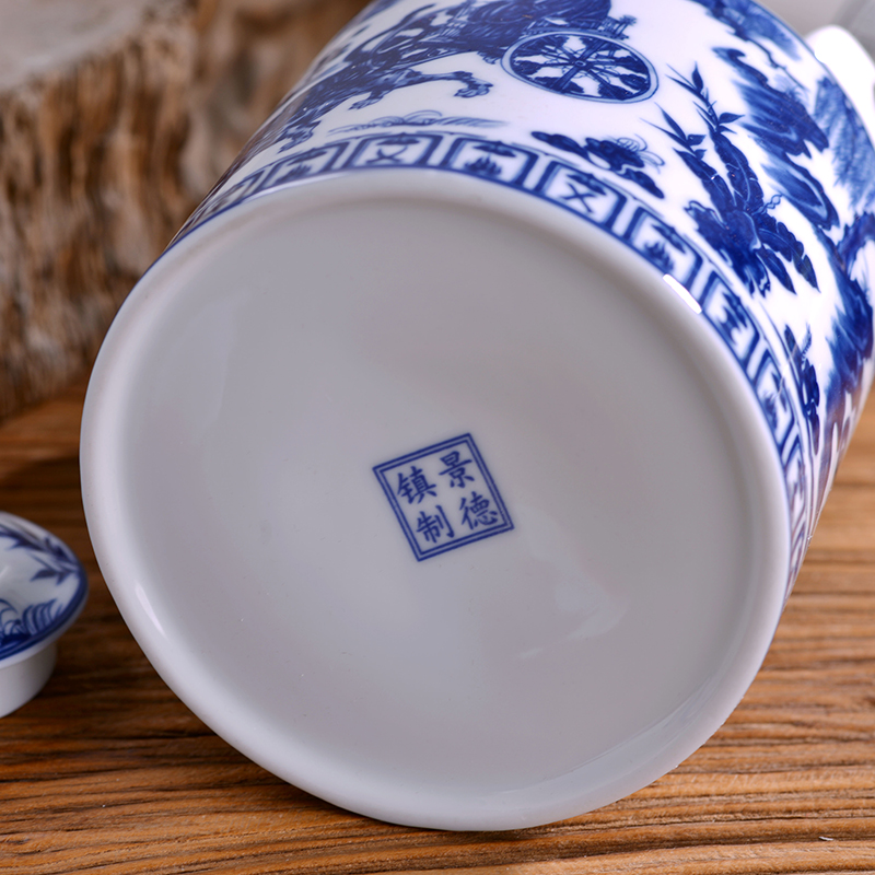 Jingdezhen ceramic tea set suits for Chinese style household large teapot girder of blue and white porcelain pot cup tea tray package