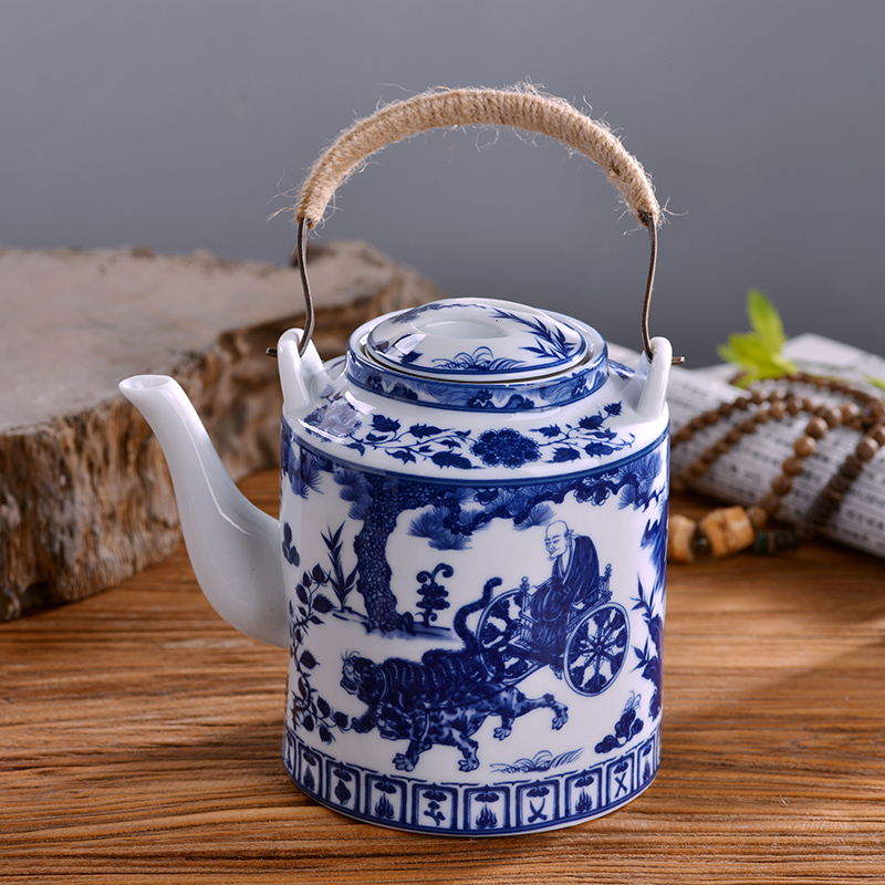 Jingdezhen ceramic tea set suits for Chinese style household large teapot girder of blue and white porcelain pot cup tea tray package