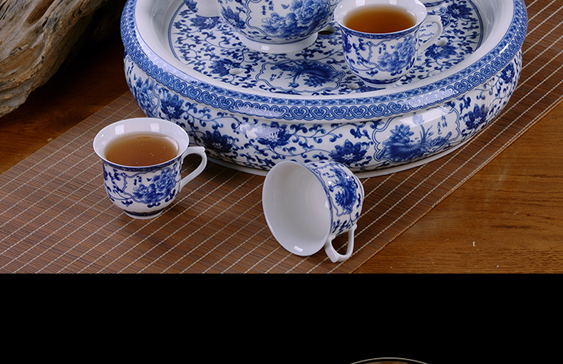 Jingdezhen household ceramics kung fu tea set suits for Chinese blue and white porcelain teapot tea tray was a complete set of tea cups