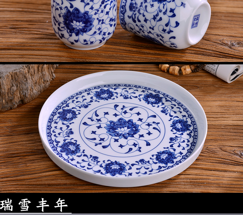 Jingdezhen ceramic tea set suits for Chinese style household large teapot girder of blue and white porcelain pot cup tea tray package