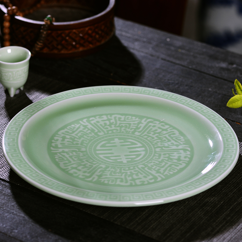 A complete set of jingdezhen celadon wine suits for Chinese style household ceramic wine liquor hip flask glass points gift boxes