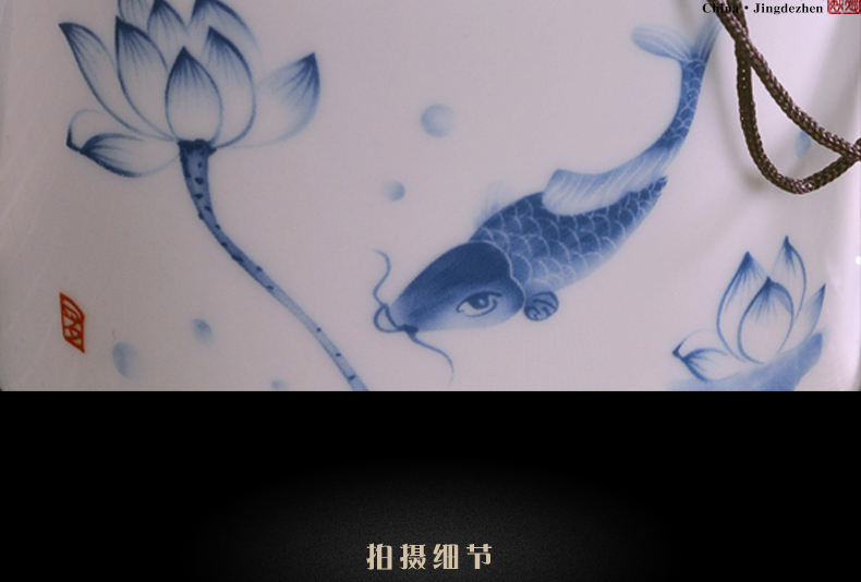 Jingdezhen hand - made kung fu tea set office of a complete set of ceramic up household tureen carp the teapot teacup