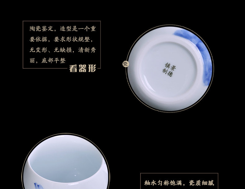Office of jingdezhen blue and white porcelain cup with cover hand - made ceramic cup household glass large capacity make tea cup gift cup