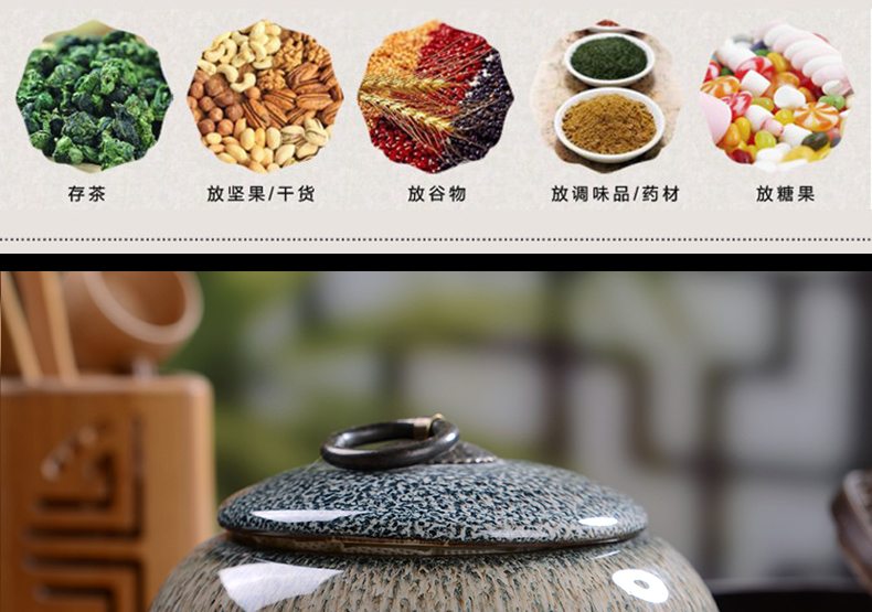 Large household storage tanks in jingdezhen up caddy fixings ceramic seal box of pu - erh tea, green tea caddy fixings