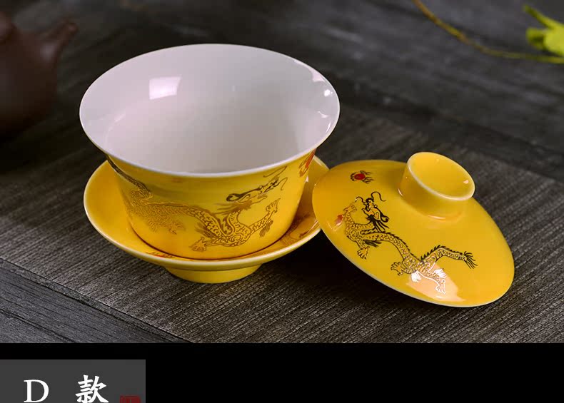 Jingdezhen ceramic tureen large and medium size make tea cups three bowl to bowl bowl kung fu suit only hand grasp pot