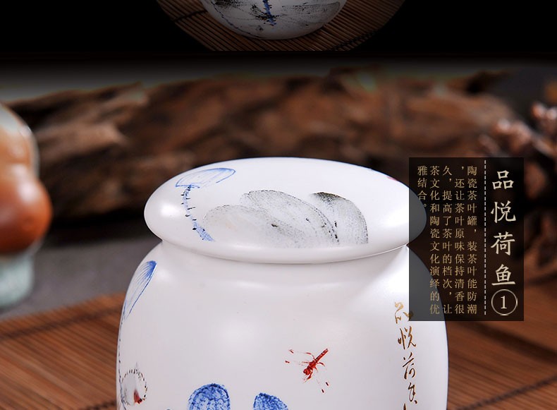 Caddy fixings jingdezhen ceramics with cover seal pot small storage POTS portable storage tea pot tea Caddy fixings and POTS