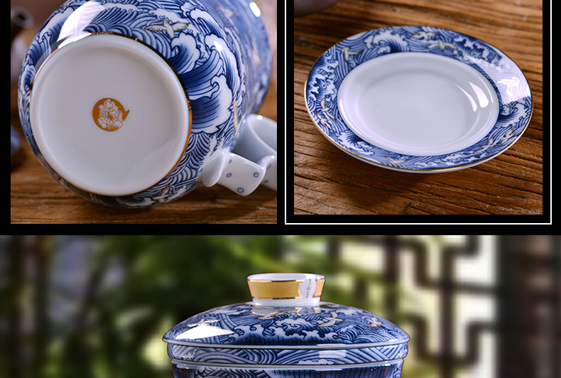 Office of jingdezhen ceramic cup blue and white porcelain paint home Office tea cup with lid filter glass gift mugs