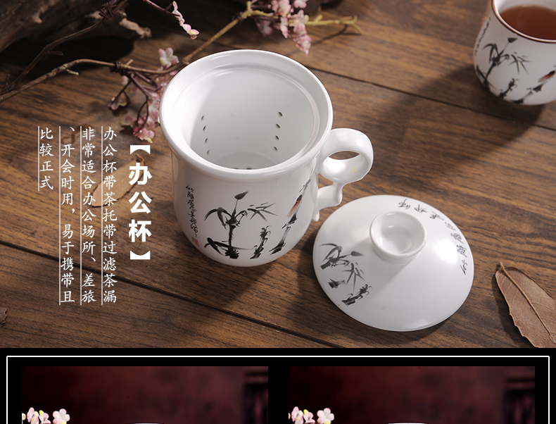 Jingdezhen ceramic tea set girder pot of a complete set of kung fu tea set the teapot cup caddy fixings household cool water bottle