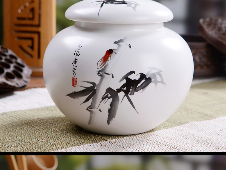 Jingdezhen ceramic tea pot seal save large moisture in pu 'er tea caddy fixings green grain storage POTS