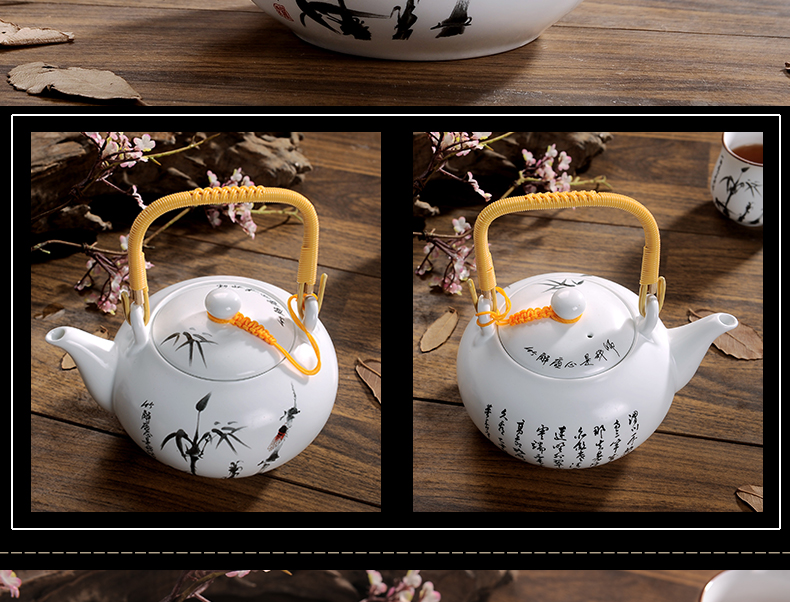 Jingdezhen ceramic tea set girder pot of a complete set of kung fu tea set the teapot cup caddy fixings household cool water bottle