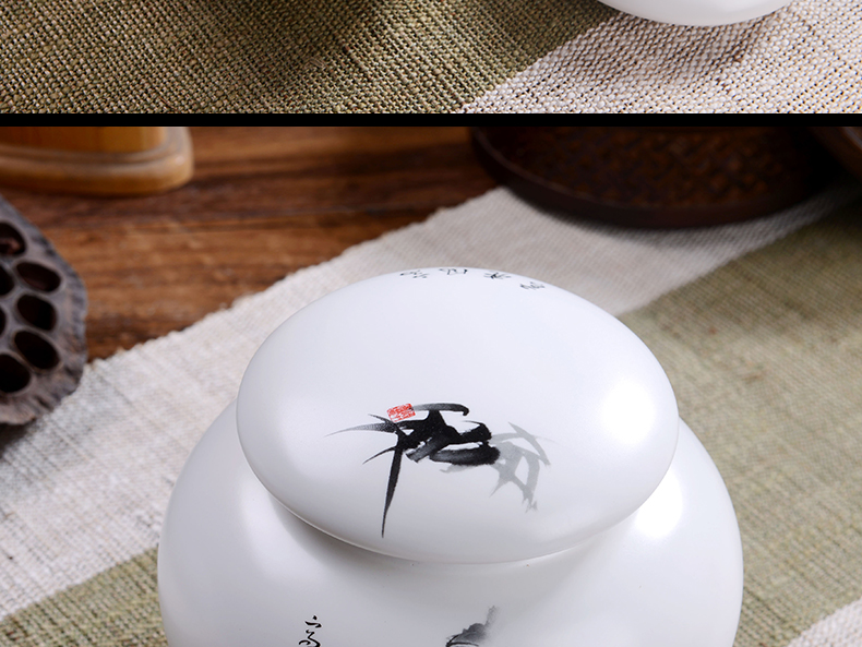 Jingdezhen ceramic tea pot seal save large moisture in pu 'er tea caddy fixings green grain storage POTS