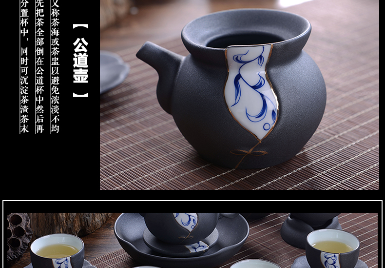 Jingdezhen kung fu tea set coarse pottery porcelain teapot tea cups) a complete set of ceramic tea set home