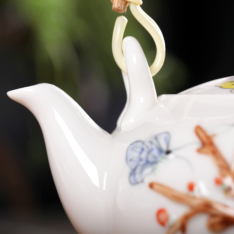 Jingdezhen work household ceramics girder pot of kung fu tea set gift high - capacity teapot teacup gift boxes
