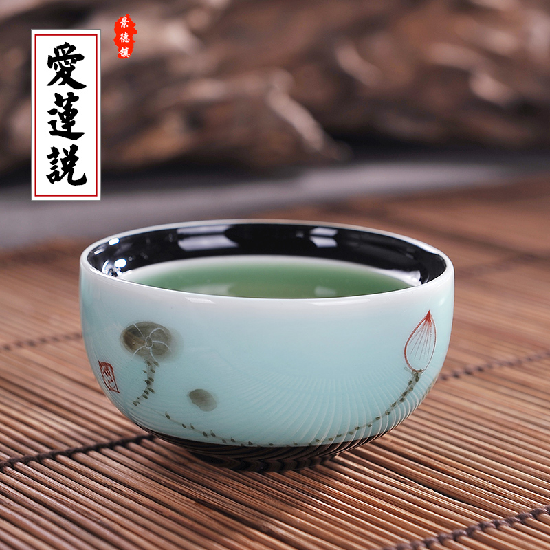 Jingdezhen ceramic hand - made the master sample tea cup cup kung fu tea cups with personal single CPU open small cups