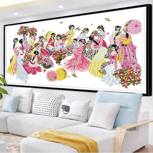 2024 Новая вышивка ниточной вышивки поперечная вышивка процветающего цветочного моря.