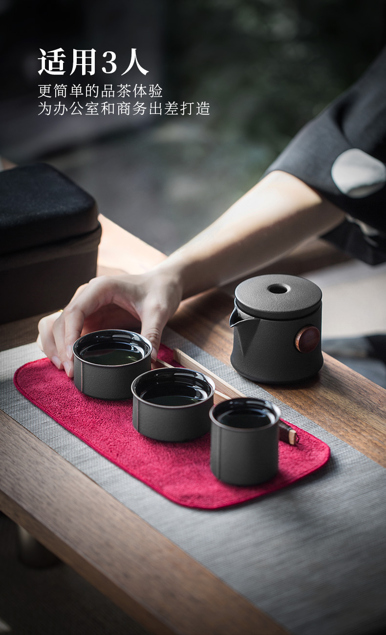 Evan ceramic kung fu tea set Japanese contracted portable tea crack set a pot of three is suing travel