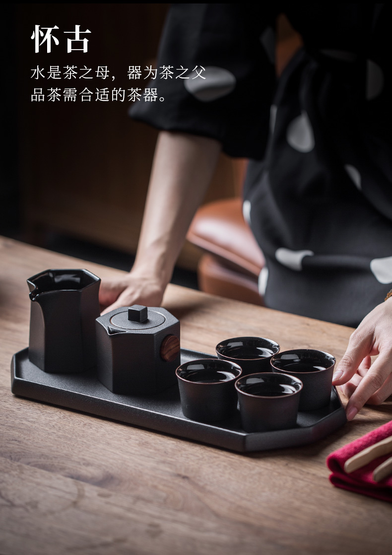 Evan ceramic kung fu tea set of a complete set of Japanese tea taking tea teapot tea tray suits for home office gift boxes