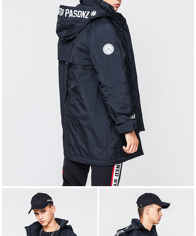 Bộ đồ cotton nam Jordan Baishang 2018 mùa đông mới dệt áo khoác dài không thấm nước trùm đầu áo khoác nam - Quần áo độn bông thể thao áo phao zara nam